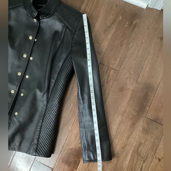 Dana Buchman Leather Gold Square Button Jacket - Picture 14 of 16